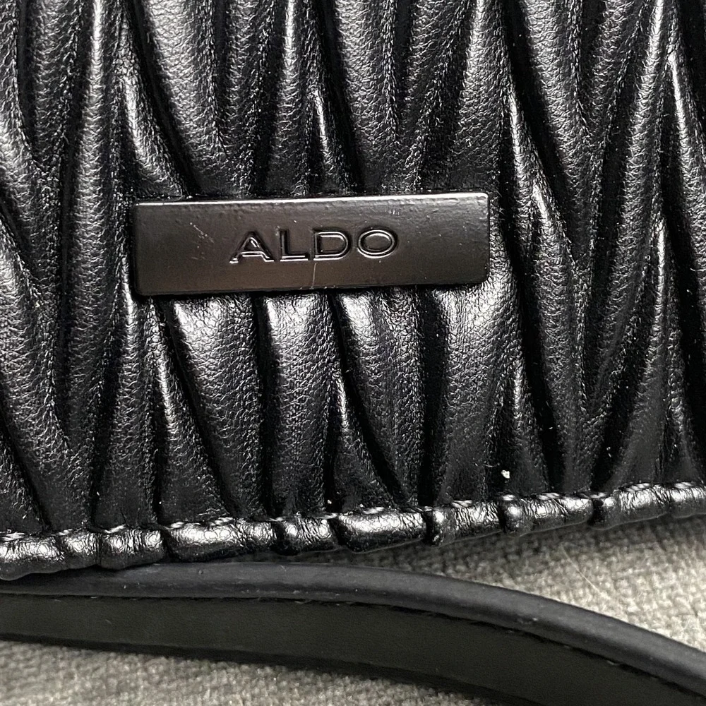 Aldo Black Quilted Leather Shoulder Bag with Chain Strap